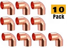 (10-Pcs) EZ-Fluid 1/2″ Copper 90 Elbow C X C Solder Plumbing Fittings Lead Free