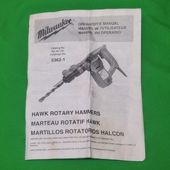 Milwaukee USA 1″ Corded Heavy Duty Hawk Rotary Hammer 5362-1 w/ Box Bits Manual