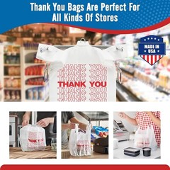 2000 Thank You T-Shirt Bags 12″ x 6.5″ x 21″, Plastic Grocery Shopping Bags