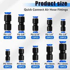 170PCS Quick Connect Air Hose Fittings,1/8 1/4 5/16 3/8 1/2 inch & 4/6/8/10/12mm