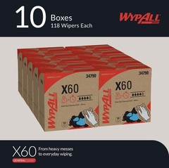 WypAll GeneralClean X60 Cloths Multi-Task Cleaning Wipes (34790), Pop-Up Box