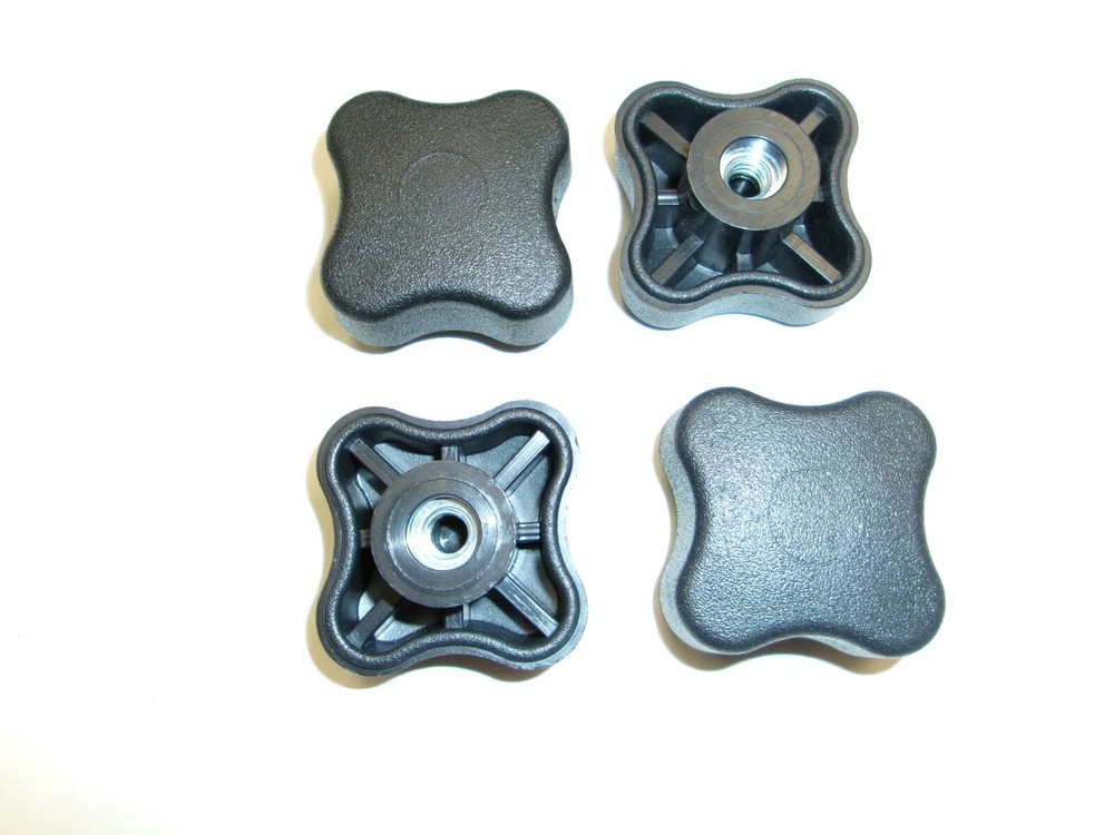 4 Pcs. 4-Lobe 1.72″ Black Hand Knobs 1/4-20 Thread Steel Zinc Insert CALLIE-34