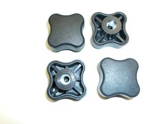 4 Pcs. 4-Lobe 1.72″ Black Hand Knobs 1/4-20 Thread Steel Zinc Insert CALLIE-34
