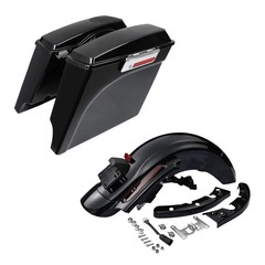 5in Stretched Saddlebags w/ 5×7 Speaker Lids LED Fender for Harley Touring 09-13