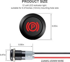 12V LED Indicator Small Light Waterproof 1/2 Inch 12mm Panel Cutout High Beam