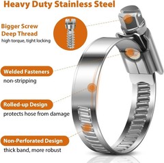 Heavy Duty Hose Clamp, Stainless Steel Hose Clamps Assortment 1/4 to 1-1/2 Inch
