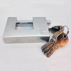Heavy Duty 90mm Padlock/Chain Rectangular Lock *KEYED SAME/DIFF* U-Shaped 94mm