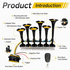 36 Melody Musical Air Horn 12V 24V 178DB Controller for Truck Bus Train Vehicles