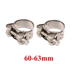 2X T-Bolt Stainless Steel Heavy Duty Motorcycle Exhaust Hose Pipe Muffler Clamp