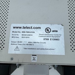 Telect 009-7000-0104 48V-60V Fuse Demarcation Panel Circuit Breaker Panel