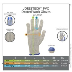 PVC-Dotted String Knit Gloves, Natural White/Blue, 12 Pairs