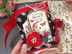 Junk journal handmade Alice in Wonderland Adventure notebook 6×5 in 200 pgs