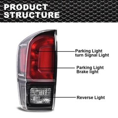 Pair Rear Tail Light Assembly Black Housing w/o Bulbs Toyota Tacoma 2016-2021