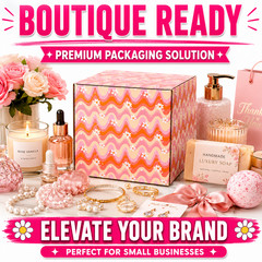6x6x6 Wavy Daisy Designer Shipping Boxes Pink 32 ECT Corrugated Mailers