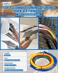 4PCS Copper Tube Bender Kit, 4M(13Ft) X 1/4″ 3/8″ 1/2″ 5/8″ HVAC Pipe Bending Sp