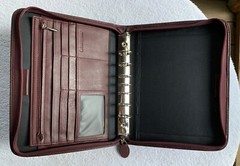 VTG DAYTIMER Planner Cover Zip Around Faux Leather 7-Ring Oxblood 8.5 X 10.5”