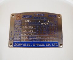 REPLACEMENT MOTOR for Bridgeport type IMPORT MILL 3HP 3PH variable speed VSM3