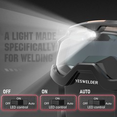 Auto Darkening Welding Goggles with LED Light & Type-C Charging, 4 Arc Sensors