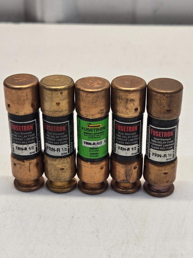 Bussmann FRN-R-1/2 250 V 125 V DC 1/2 A Fusetron Time Delay Fuse Lot Of 5 a12