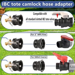 IBC Tote Hose Adapter 2″ Camlock to 3/4″ Garden Hose Male Fitting Pack