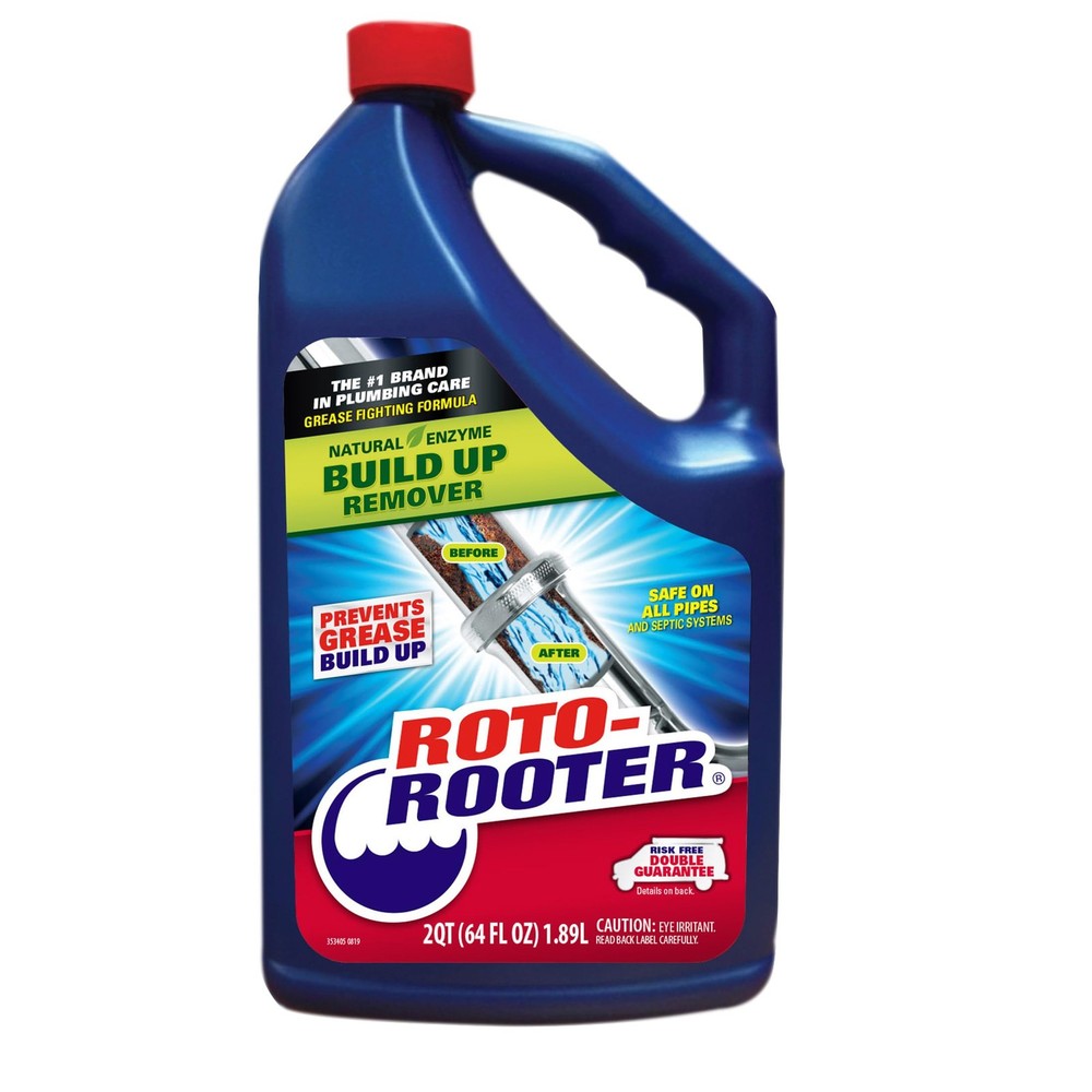 Roto-Rooter Build-Up Remover Drain Cleaner, 64 Fl Oz (Pack of 1), Blue/Green