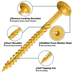#14 x 3 Inch Wood Structural Lag Screws 54Pcs Star Drive Decking Wood Screws,…