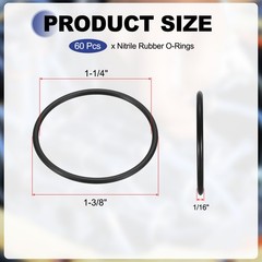 60Pcs AS-026 O-Rings Nitrile Rubber O-Rings 1-1/4″ ID 1-3/8″ OD 1/16″ Width