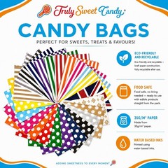 Candy Stripe Paper Bags Party Sweet Treat Buffet Gift Shop Coloured 5″x7″ Polka