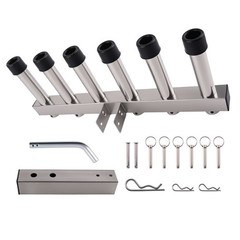 Adjustable Fishing Pole Rack 6 Rods Steel fit for 2″ Hitch Receiver Mount Hold