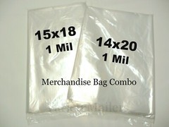 200 Large Clear Poly Bags 14×20 & 15×18 / 1 Mil Apparel Plastic Bag Combo