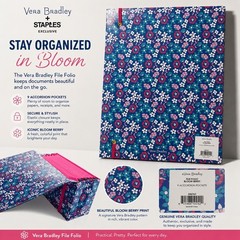 NEW Vera Bradley Staples Bloom Berry File Folio 9 Pocket Accordion Organizer