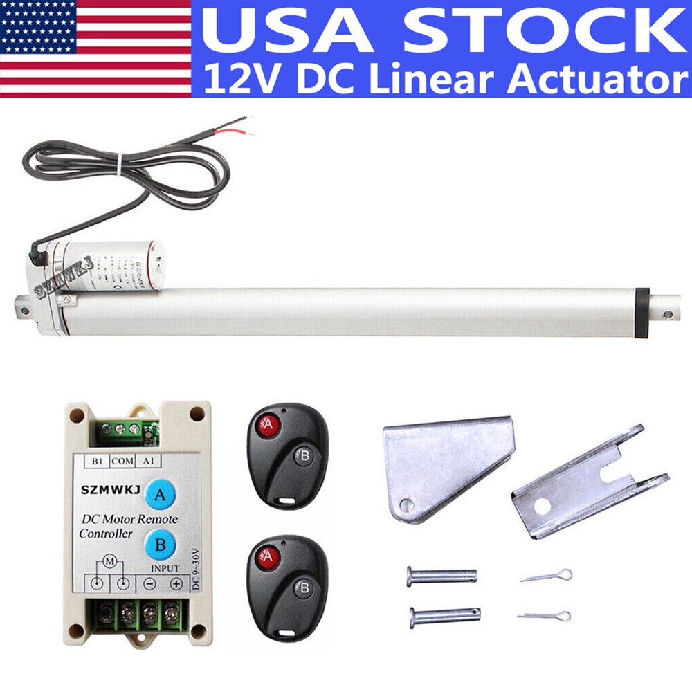 8”-18″ 1000N 12V DC 220lbs Linear Actuator Heavy Duty +Brackets +Controller Kit