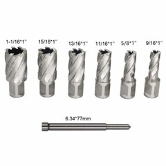 6pc Set Annular Cutter 3/4″ Weldon Shank 9/16 11/16 5/16 5/8 Magnetic Drill Bit