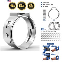 Bates- PEX Cinch Clamp Rings, 3/4″, “50 Pack, Stainless Steel, Pex Clamps