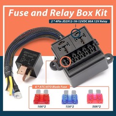 Pre-Wired Fuse Relay Box with 2 Relay Slots and 6 ATC/ATO Fuse Holder, 2 4Pin 80