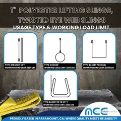 1″ x 3 / 6 / 9ft 1-Ply Twisted Eye Web Sling Lifting Strap Industrial 1600 lbs