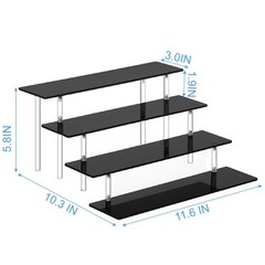 4 Tier Perfume Organizer Stand, Acrylic Risers Display Stands, 4-Tier, black