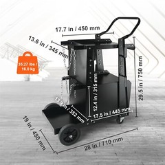 Welding Cart 2-Tier 265LBS Welder Cart with Anti-Theft Lockable Cabinet