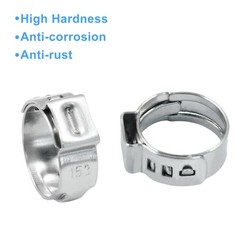 Litoexpe 50 Pcs Single Ear Hose Clamp 12.8mm-15.3mm, Silver