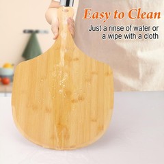 2X Natural Bamboo Pizza Peel 14 inch Wood Pizza Paddle Cutting Board for Pizza