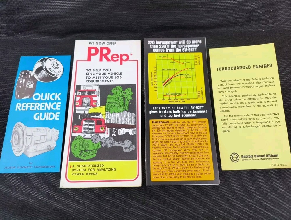 Detroit Diesel Allison Engines Pocket Specification Brochure GMC Horsepower