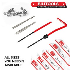BILITOOLS M3x0.5 Helicoil Thread Repair Kit Metric HSS Drill