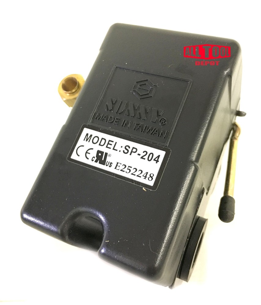 Heavy Duty Air Pressure Switch Sunny L4, 4 port, 95-125 PSI, 25 Amp, Auto/Off…