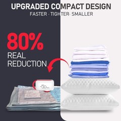 VMstr 9-Pack Vacuum Seal Bags for 9 Combo + 1 USB Pump, Red and white