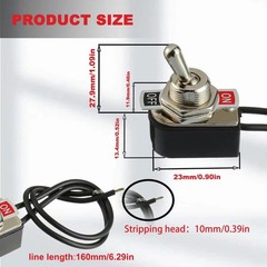 Heavy Duty Toggle Switch SPST 2 Pin ON/Off Rocker Toggle Switch 6A/125V 3A/25…