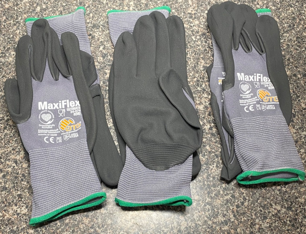 PIP 34-874 GTEK G-TEK MAXIFLEX NITRILE PALM GLOVES, Lot OF 3 PAIR