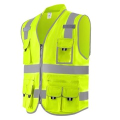 VEVOR Safety Vest Reflective Yellow Work Vest with 10 Pockets for Men & Women