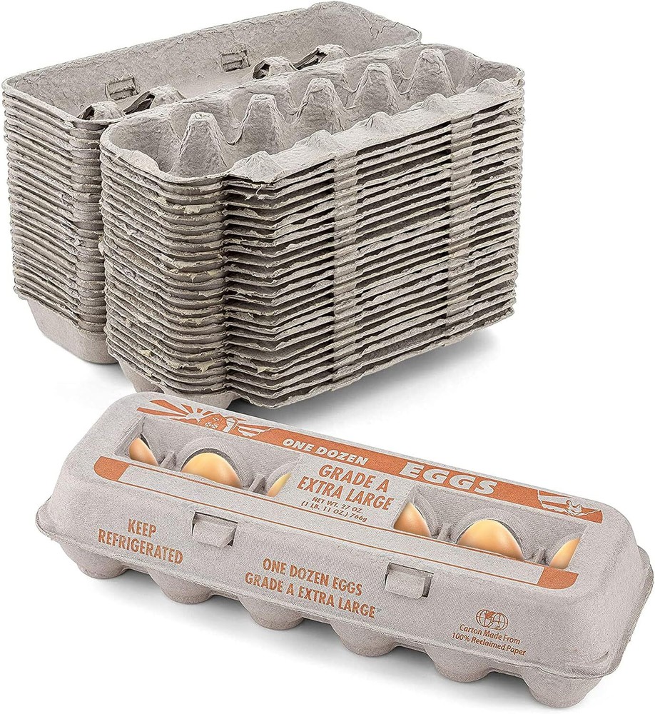 MT Products Printed Pulp XL Paper Egg Cartons Hold Eggs 12 Count – Pack of 10