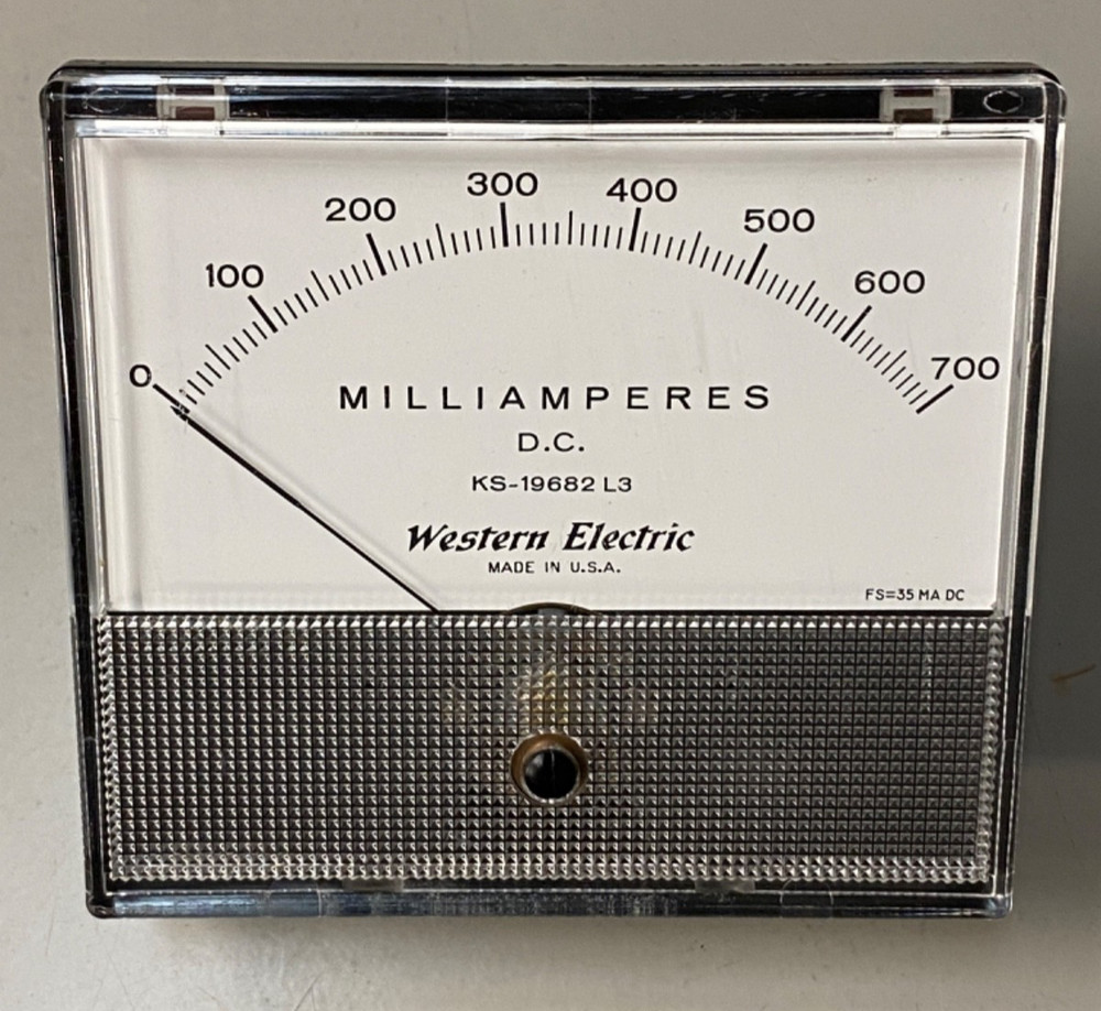 Western Electric DC MILLIAMPERES KS-19682 L3 Vintage Panel Instrument USA MADE