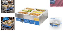 Listed 6 Pan Stainless Steel Food Warmer – 1700W Bain Marie for Catering